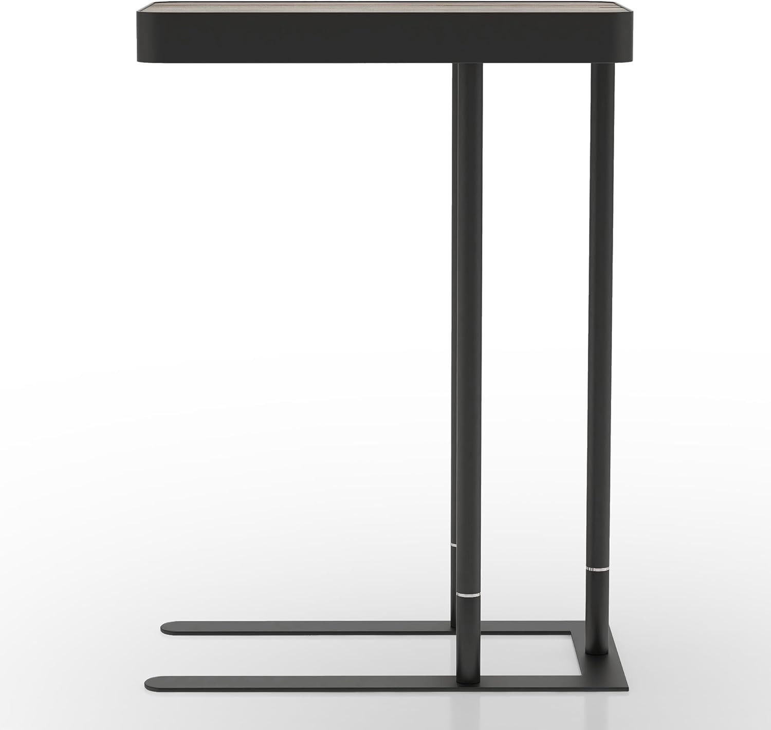 Soren Industrial 20″ C-Shaped Height Adjustable Side Table with Storage