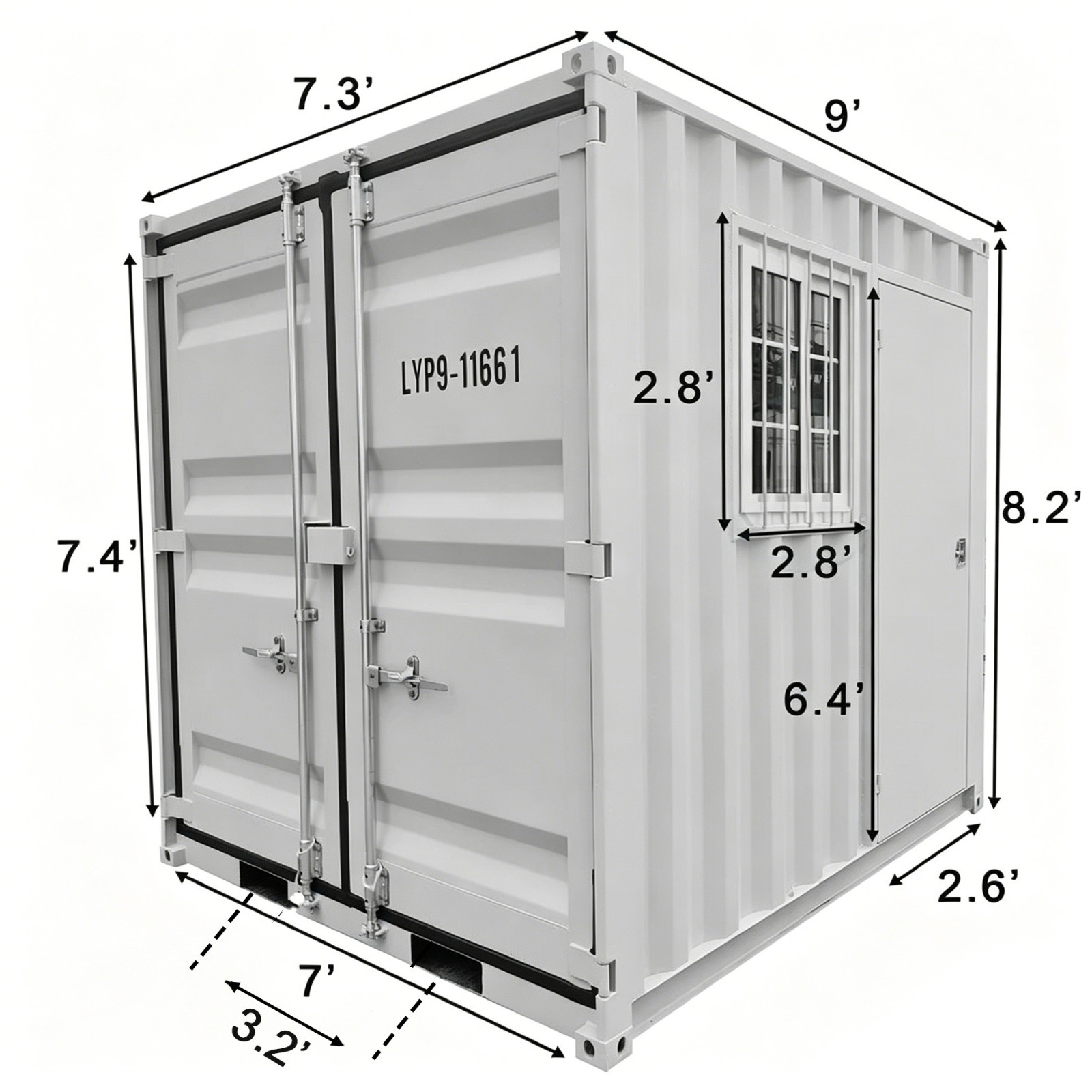 9ft Portable Storage Conex Box Container w/Lockbox & Windows | Office Workshop