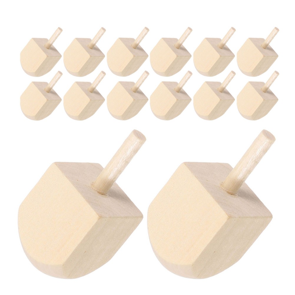 15 Pcs Traditional Spinning Tops Wood Dreidel Chanukah Craft Dreidels