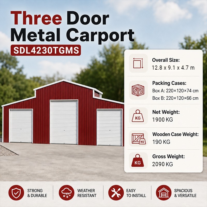 42’x30’x15′ Metal Garage Shed Barn Outdoor Storage Heavy Duty Galvanized Steel