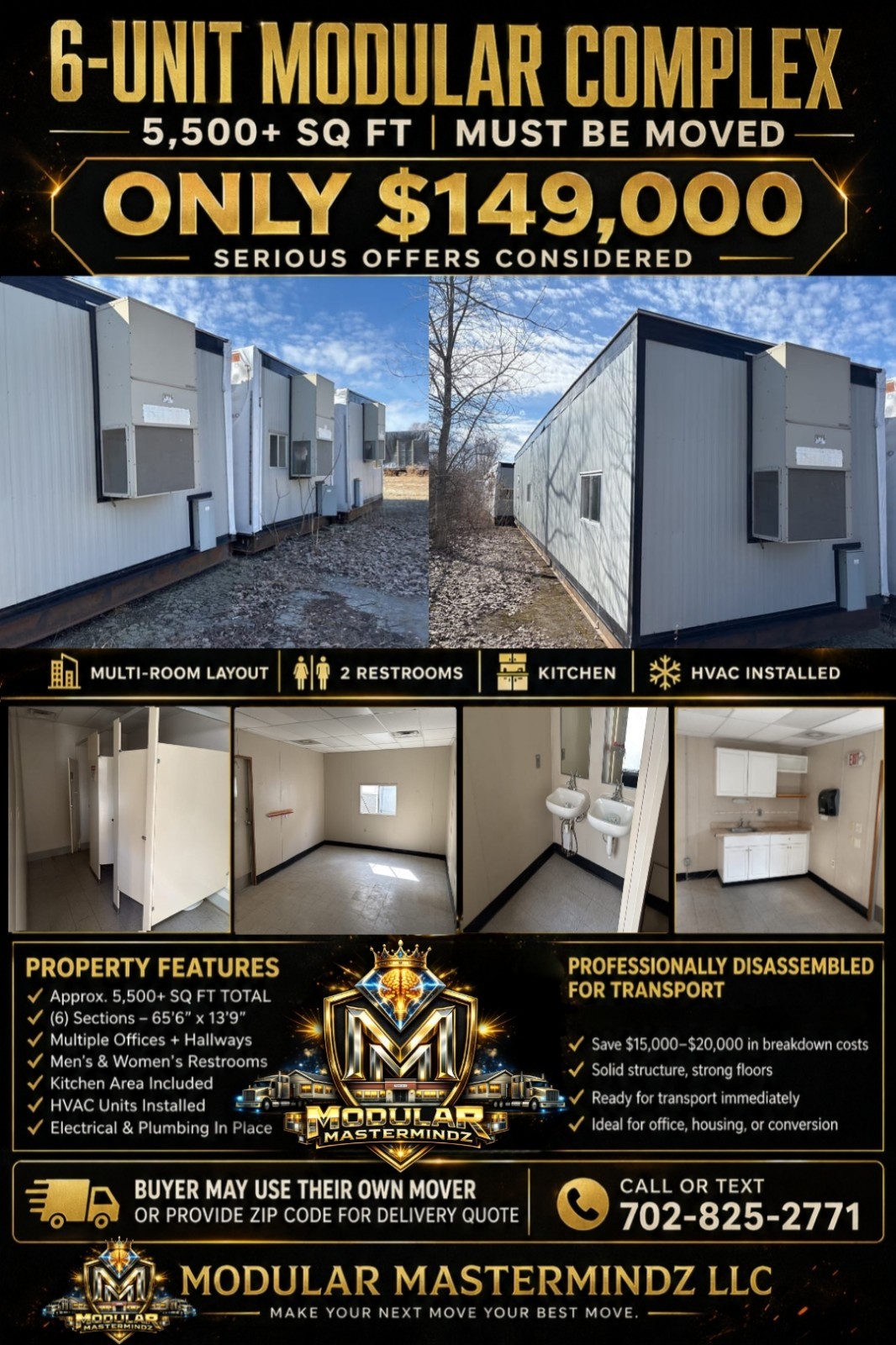 Modular Building 6-Plex Commercial Portable Office Trailer Mobile 5,445 SQ FT
