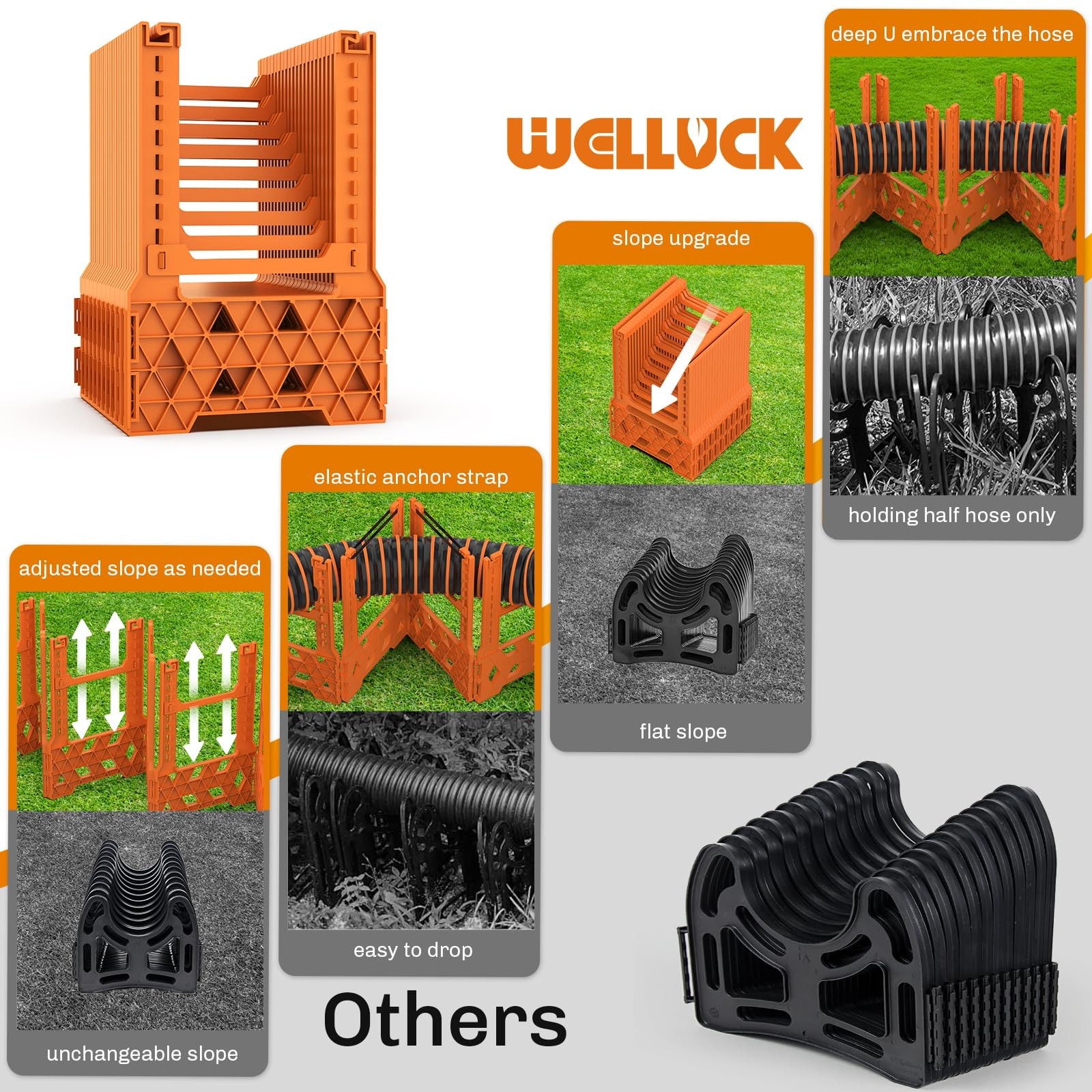10 Ft RV Sewer Hose Support Blaze Orange Camper Drain Hose Stand