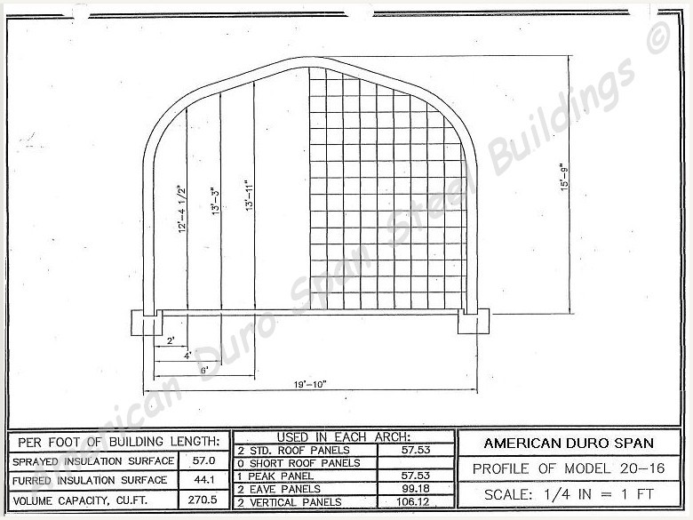 20x48x16 Engineered Steel Building Kit | DuroSPAN Clear-Span Arch Open DIY Ends
