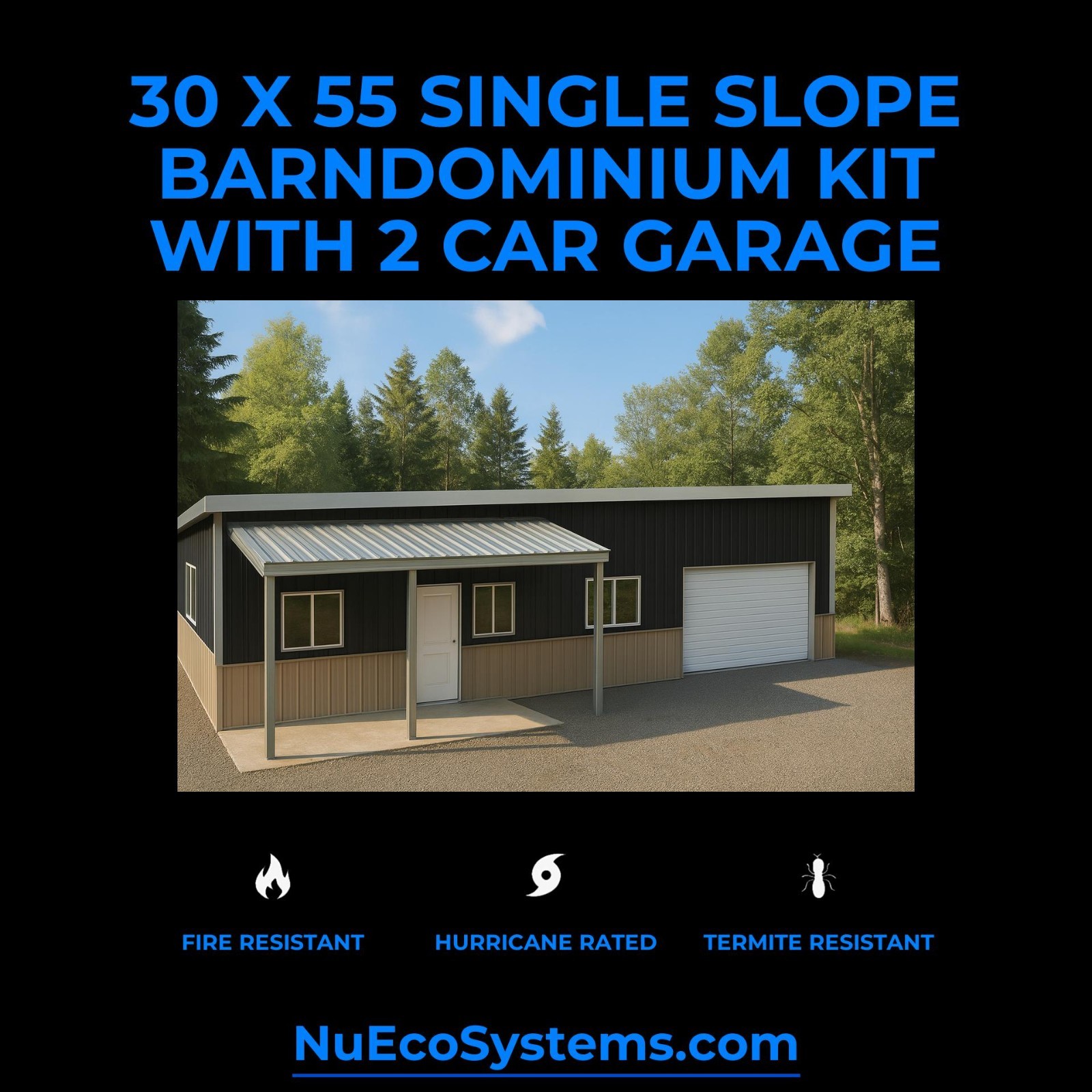 Easy and Affordable to Build 15 x 20 Gambrel Roof Cabin Kit, Made from Hurricane