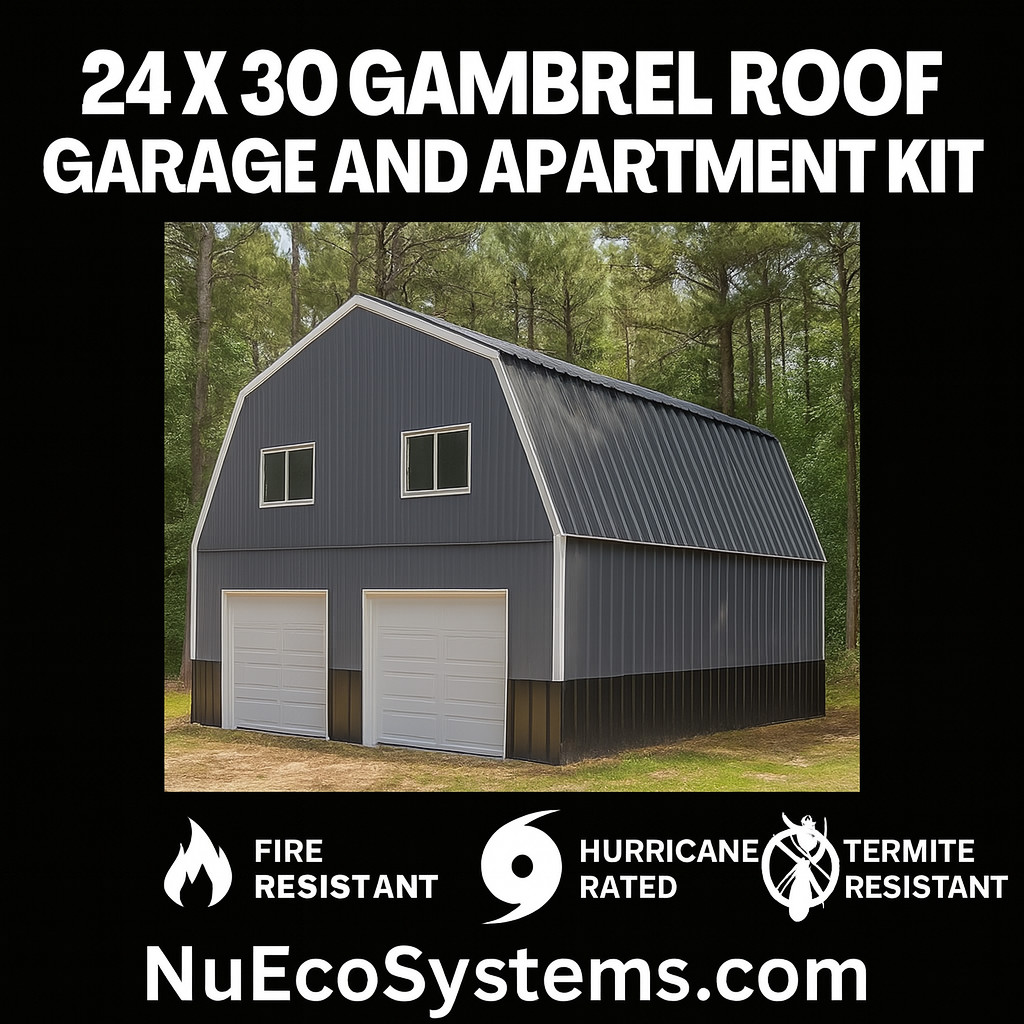 ADU KIT 24′ x 24′ Tall Lightweight Galvanized Steel Garage and Apartment Kit