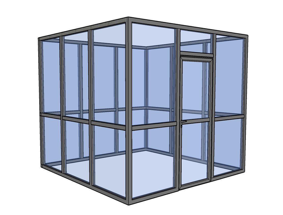 CGP Aluminum & Glass Conference Room 6′ x 8′ x 9′ w/Door, Black Color