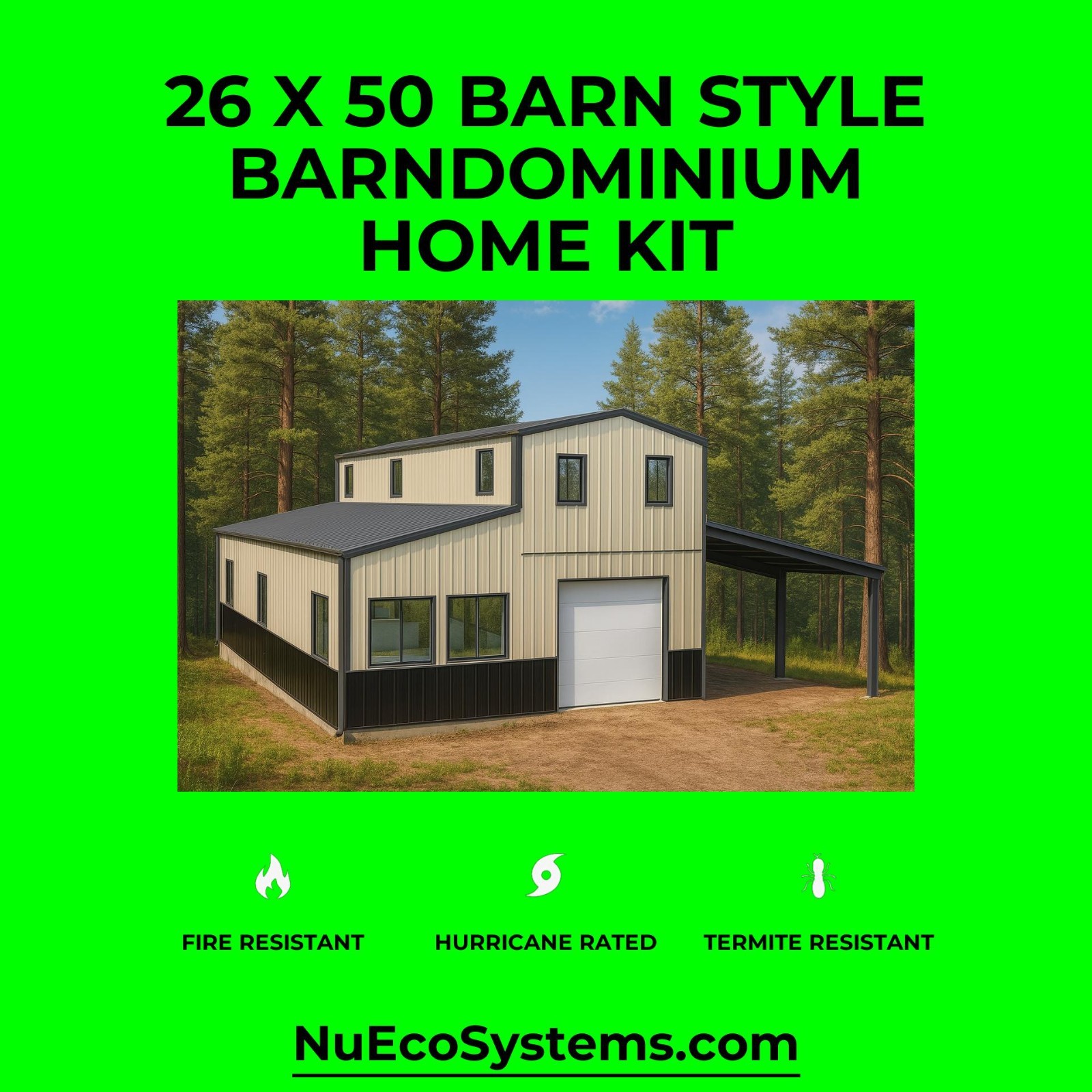 Affordable 22′ x 22′ Tall Lightweight Galvanized Steel Garage and Apartment Kit