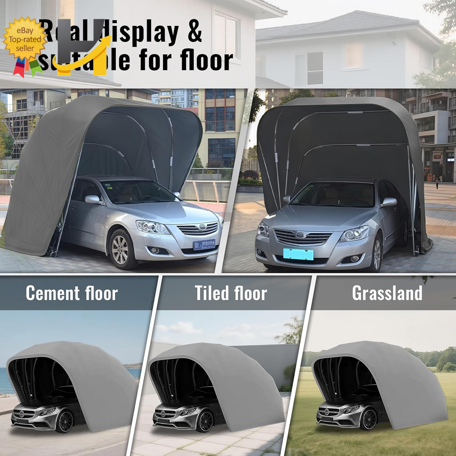 Retractable Carport Semi-Automatic Foldable Car Port Stainless Steel Portable Ga