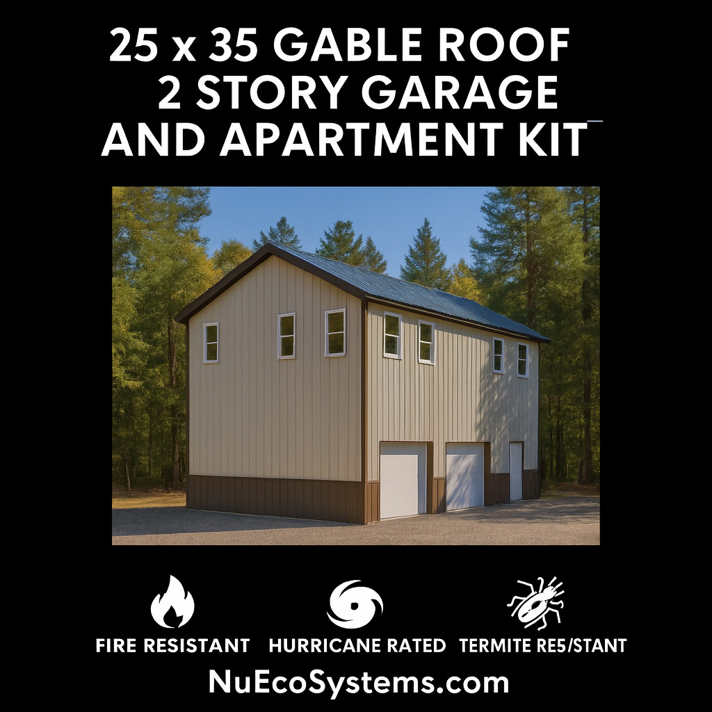 ADU KIT 24′ x 24′ Tall Lightweight Galvanized Steel Garage and Apartment Kit