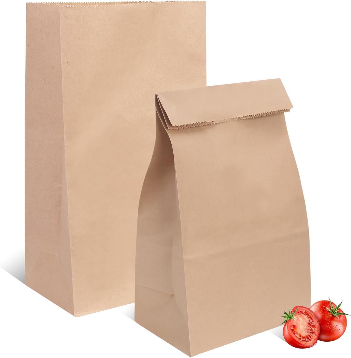 50 Pcs 12 Lb 13 x 7 x 4.5″ Brown Paper Lunch Bags Large Durable Paper Bags Bulk