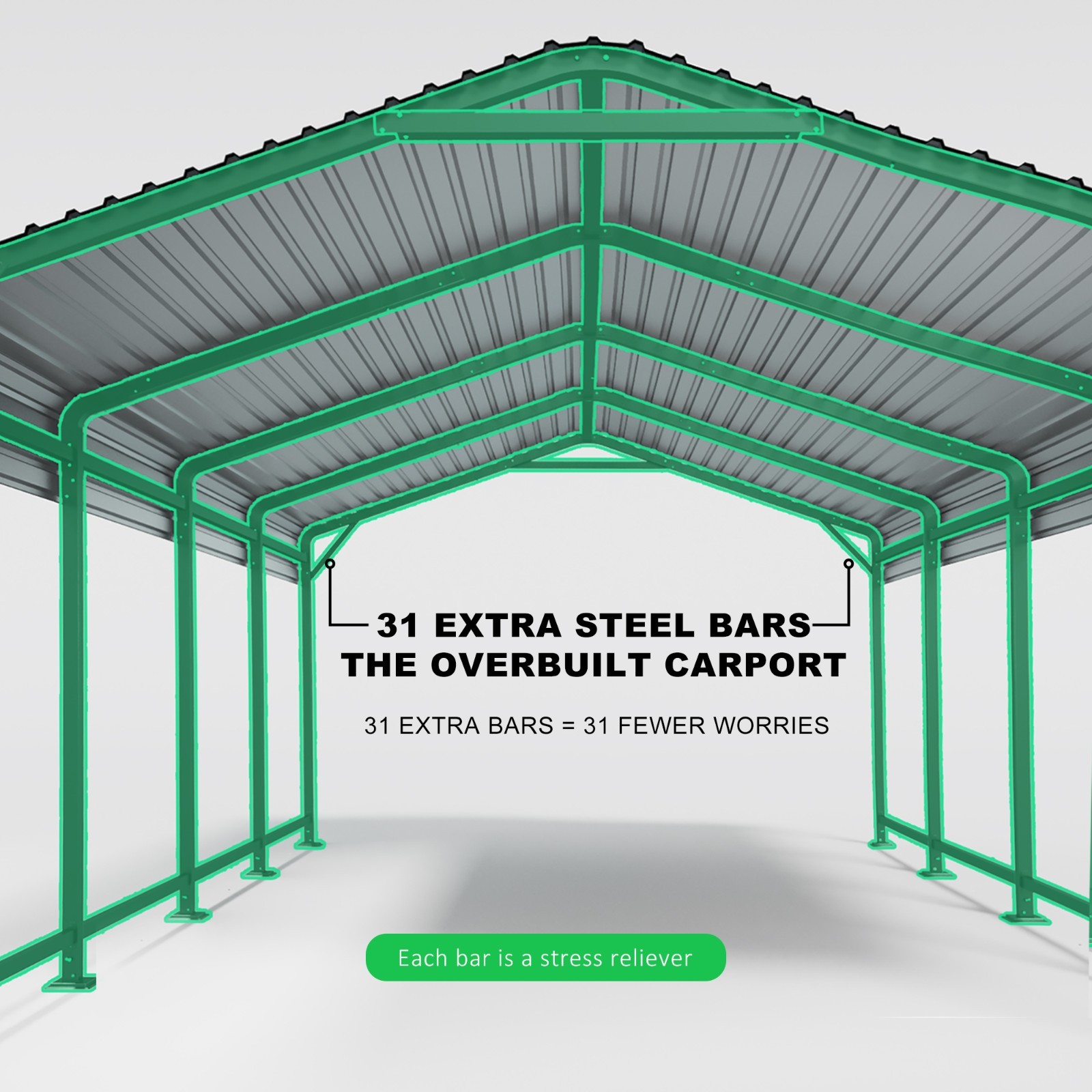 PABIMIA 12×20 FT Heavy-Duty Metal Carport, Outdoor Galvanized Steel Shelter