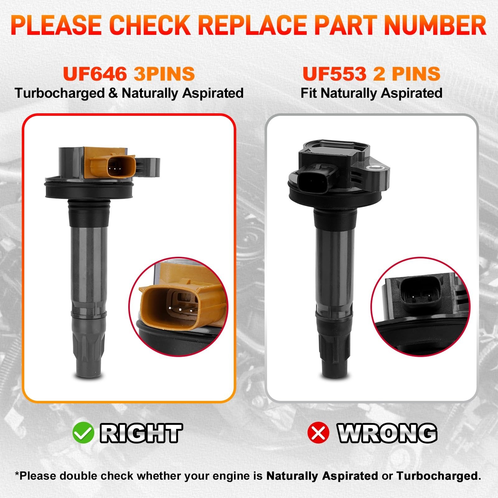 UF646 Set of 6 Ignition Coil Packs and Iridium Spark Plug Replace# DG549 | Co…