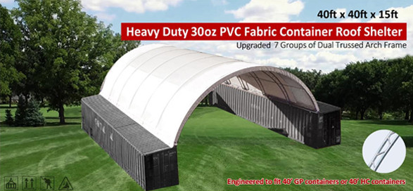 40x40x15 Dual Truss *HEAVY DUTY* 30oz PVC Fabric Container Shelter/ No Welding!