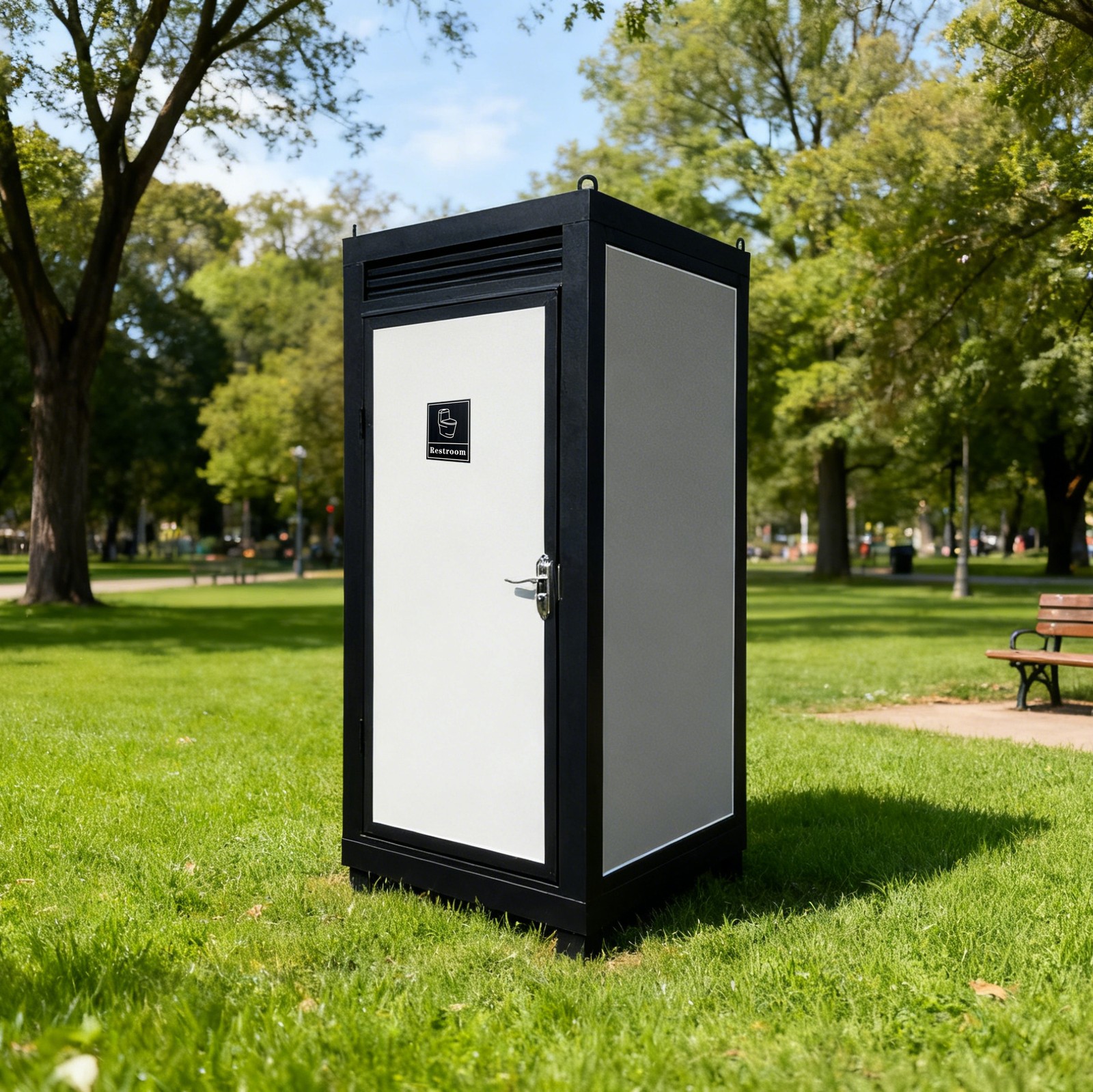Person Portable Toilet Cabin Outdoor Restroom with Sink & Light Vent Fan Single
