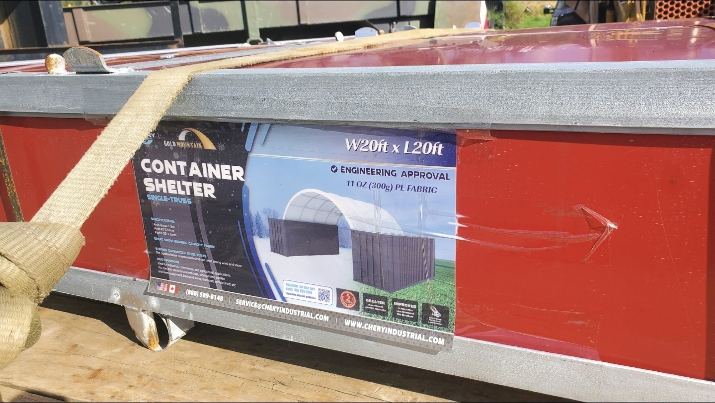 20’x20’x6.6′ Heavy Duty 11oz PE Fabric Shipping Container Shelter Canopy