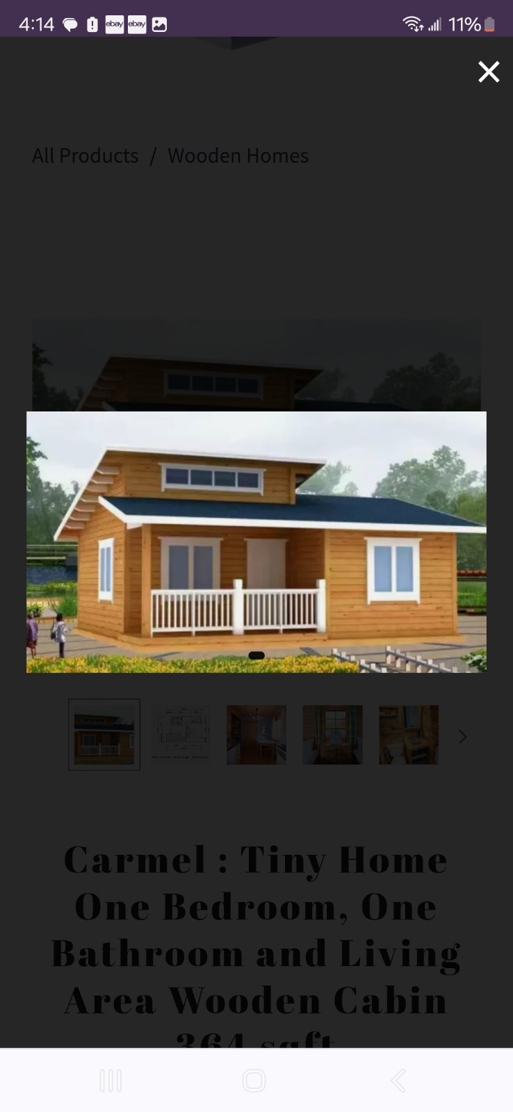 Carmel : Tiny Home One Bedroom, One Bathroom and Living Area Wooden Cabin364sqft