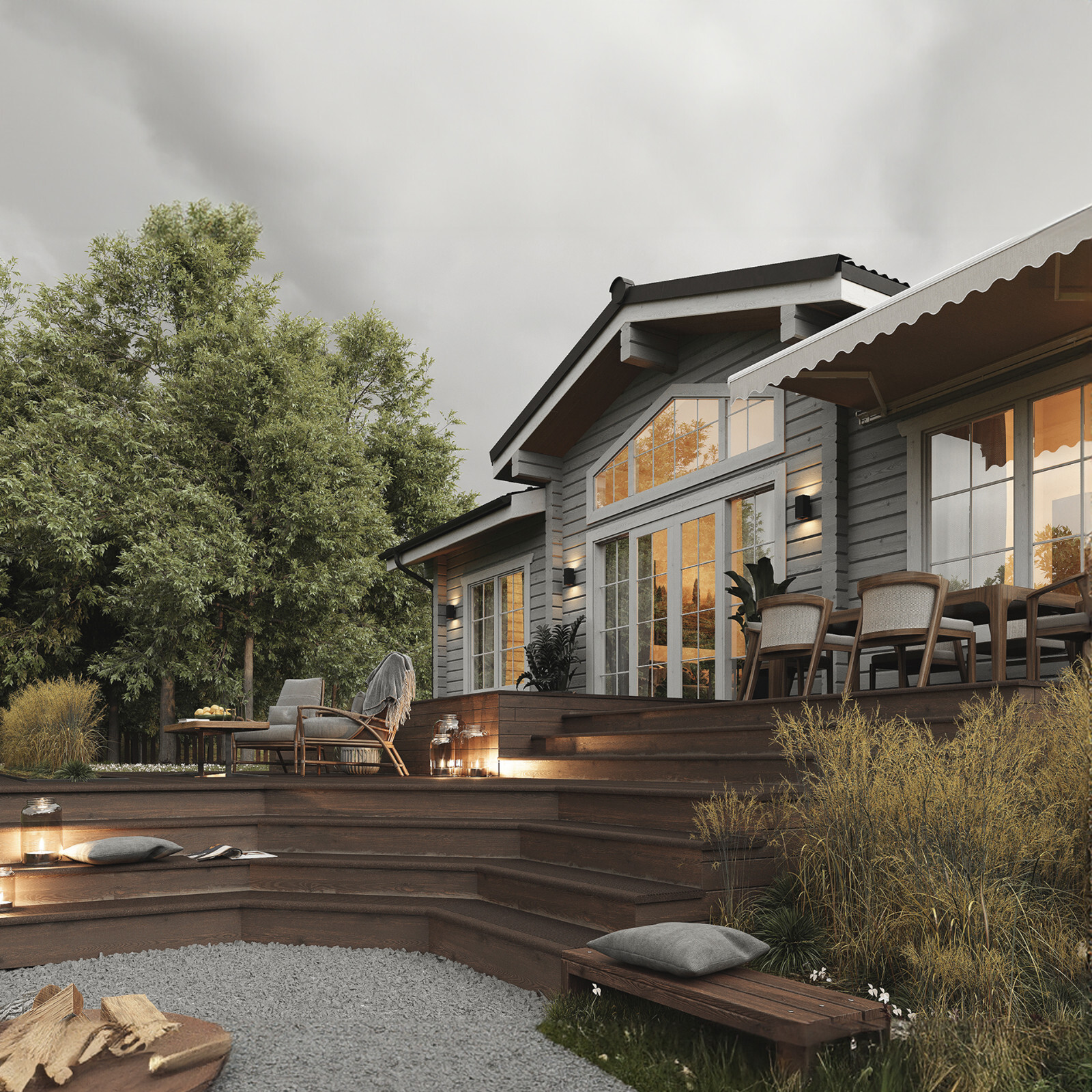 PREFAB LOG CABIN HOME KIT MODERN WOODEN 1195 ft² /111 m² – DISCOUNT CARD 3% off