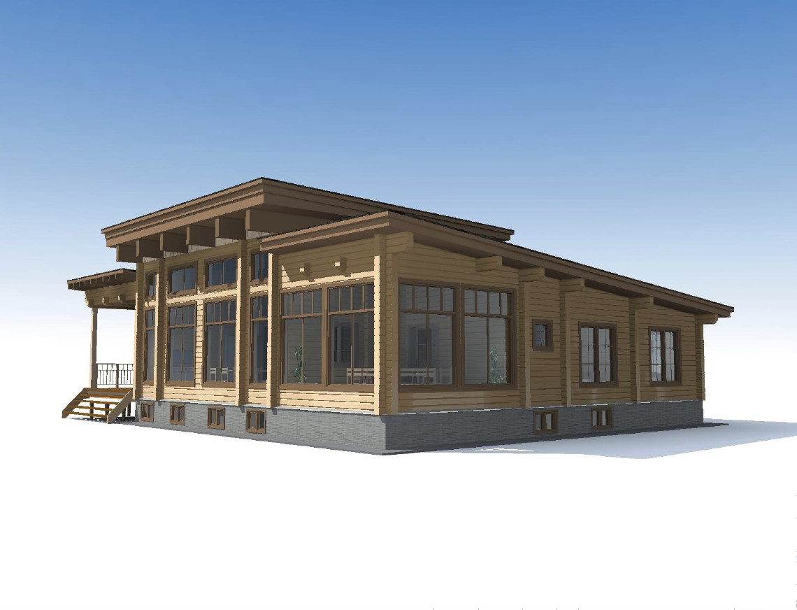 MODERN LOG HOUSE KIT #LH-314-1 ECO FRIENDLY WOOD PREFAB DIY BUILDING CABIN HOME