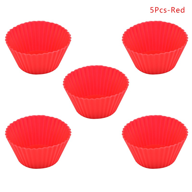 5Pcs Round Silicone Mold Cupcake Muffin Cup Baking Cookies Egg Tart Jelly Mold