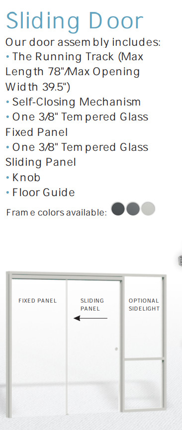 CGP Single-Slide Door System, Glass Aluminum 2-Wall 9’x6’x8′, Clear Anodized
