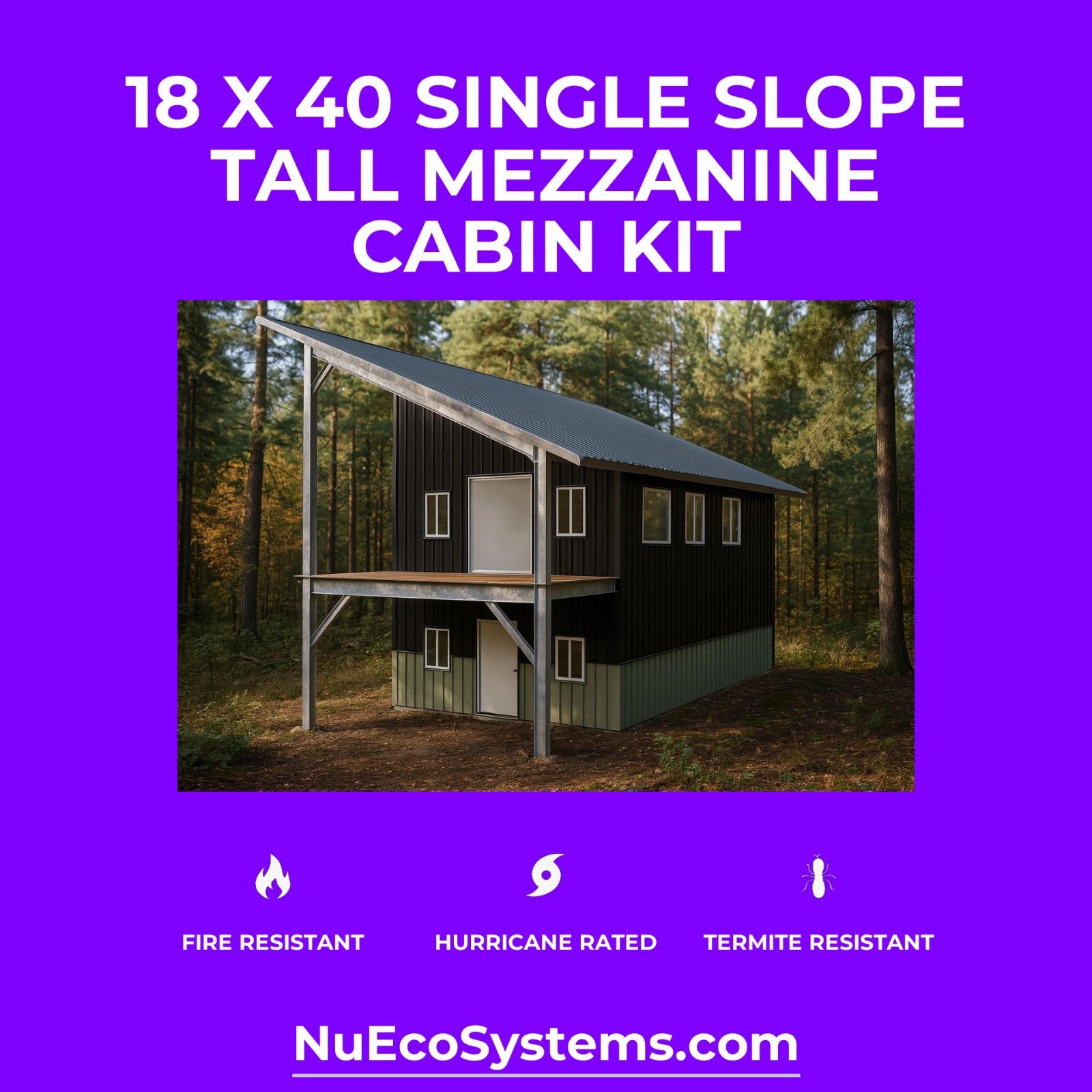 U.S. Made Fire Resistant 24 x 30 Cabin, Barndominium or Steel Home Kit