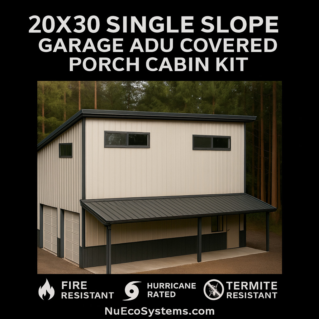 Affordable 22′ x 22′ Tall Lightweight Galvanized Steel Garage and Apartment Kit