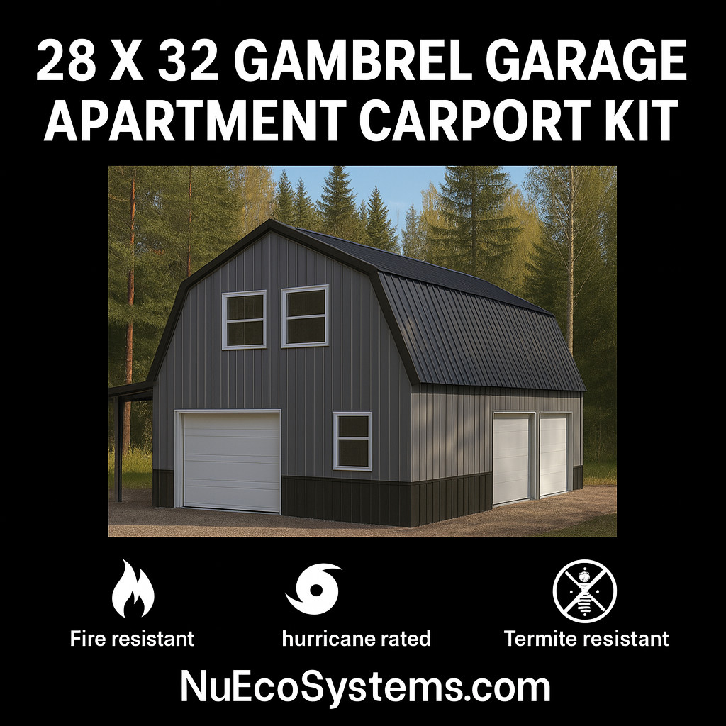 Affordable 22′ x 22′ Tall Lightweight Galvanized Steel Garage and Apartment Kit