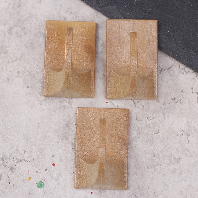 3pcs Plastic Wood Grain Hooks Wall-mounted Key Hooks Hooks For Towels Clothes