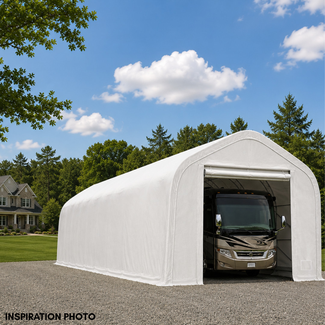 18’x50’x17′ HEAVY DUTY Dual Truss 30 oz PVC RV/boat shed Fabric storage Building