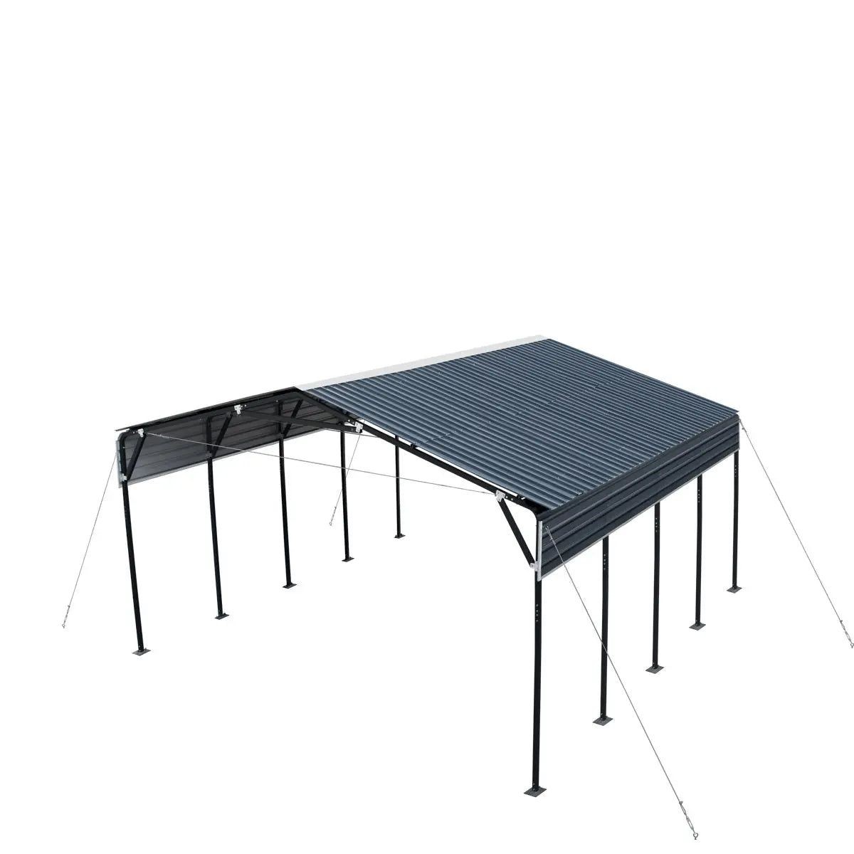 Steel Shed Carport 20×20 Feet 400 SqFt 10ft Open Sidewalls 27GA Panels