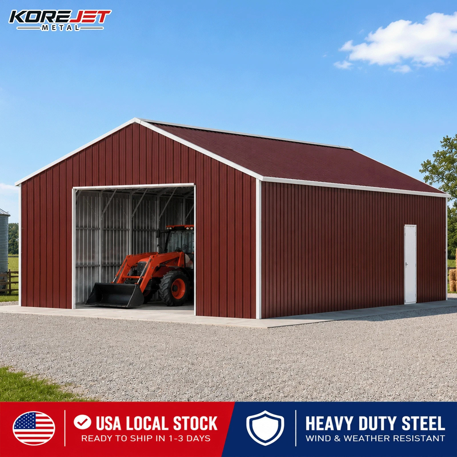 46x25x15FT Heavy-Duty Metal Garage Barn Shed Reinforced Steel Carport 1150 sq.ft