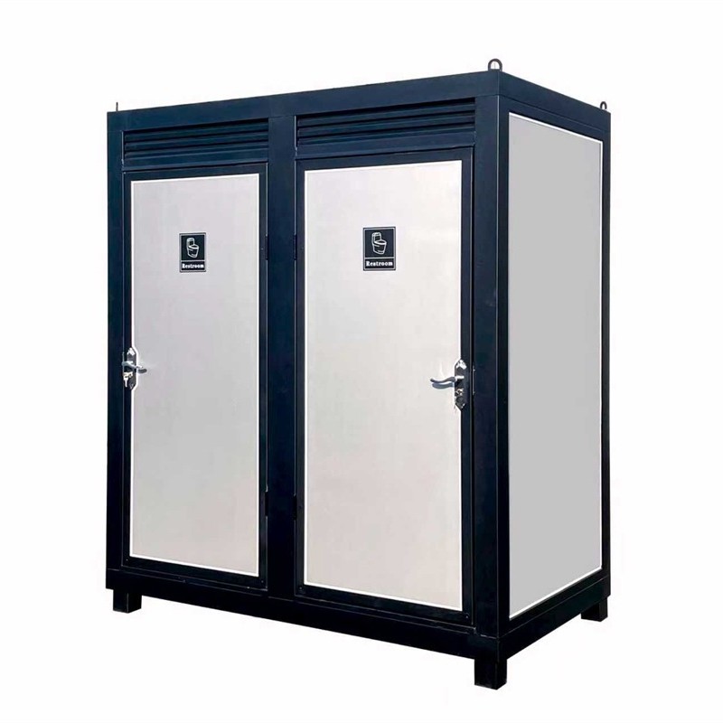 Two-Person Dual Portable Restroom Mobile Toilet Cabin w/ Sink & Toilet Outdoor