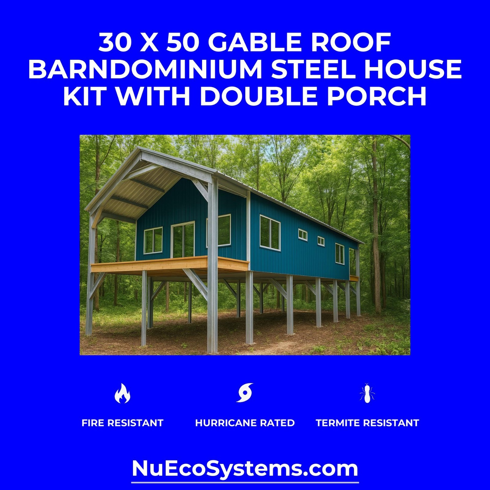 46 X 50 FLORIDA HURRICANE RATED Barn Style Barndominium Kit