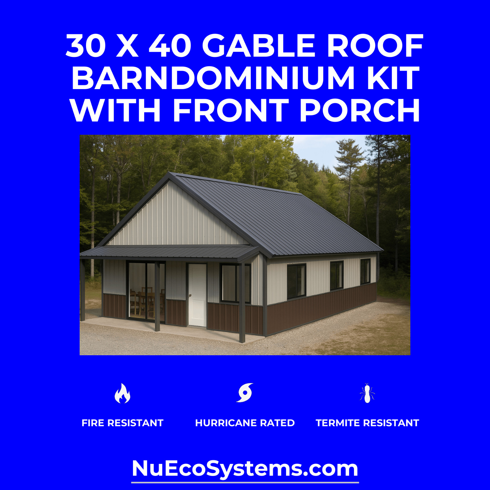 46 X 50 FLORIDA HURRICANE RATED Barn Style Barndominium Kit