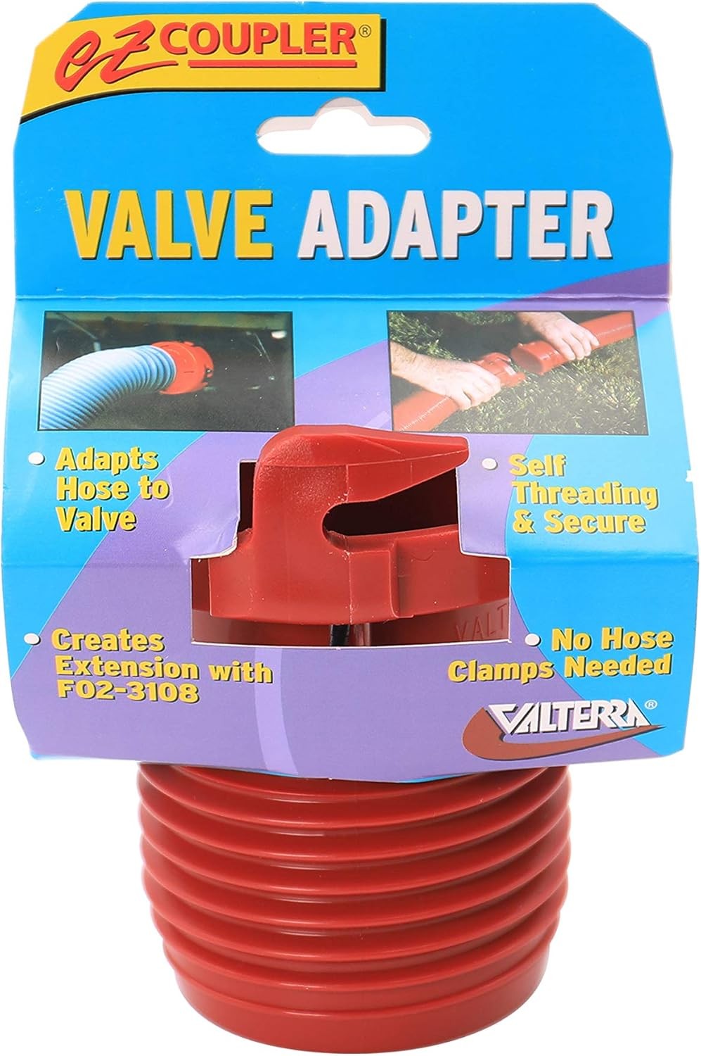 Valterra F02-3101 RV Drain Hose Connection EZ Coupler Valve Adapter , Red