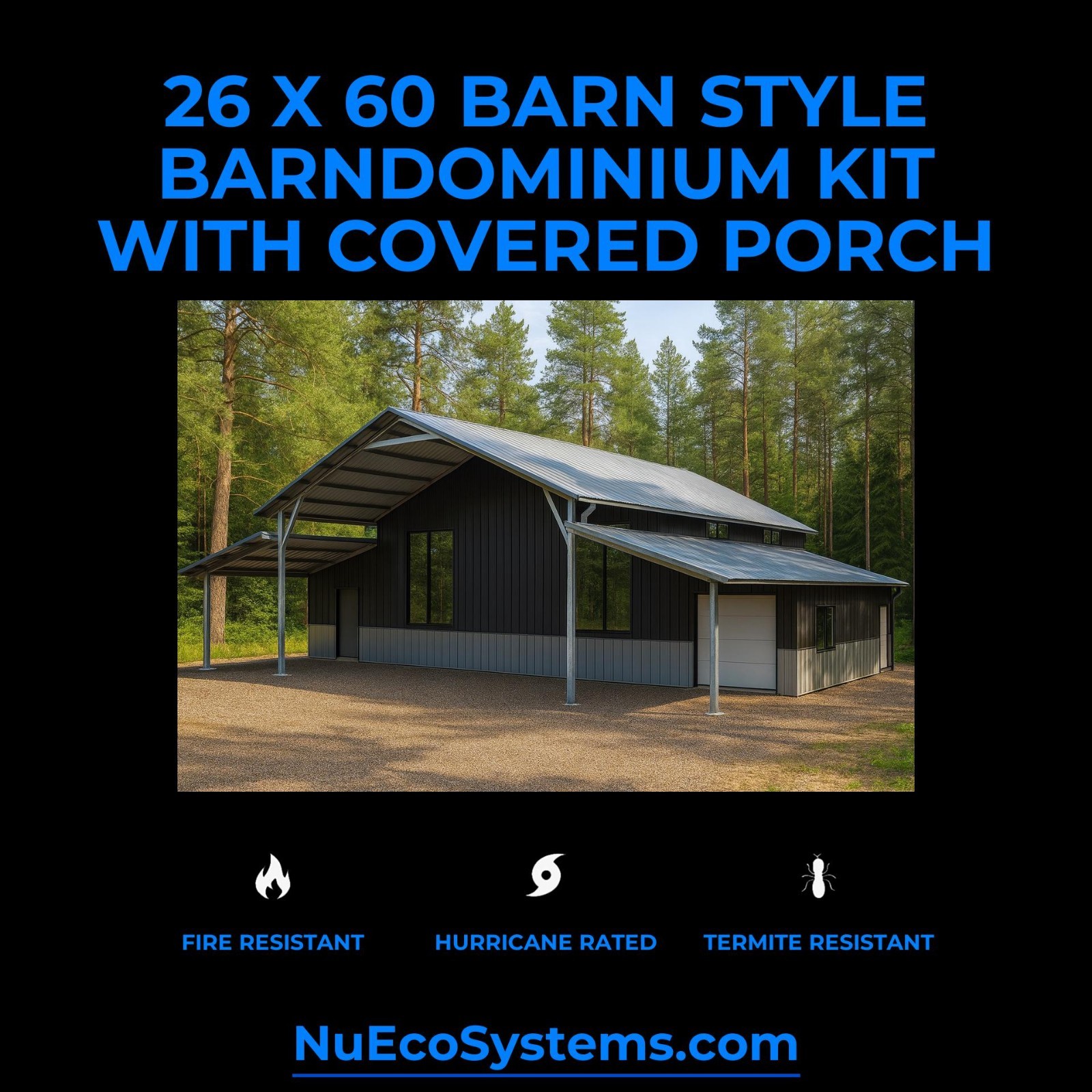 Easy and Affordable to Build 15 x 20 Gambrel Roof Cabin Kit, Made from Hurricane