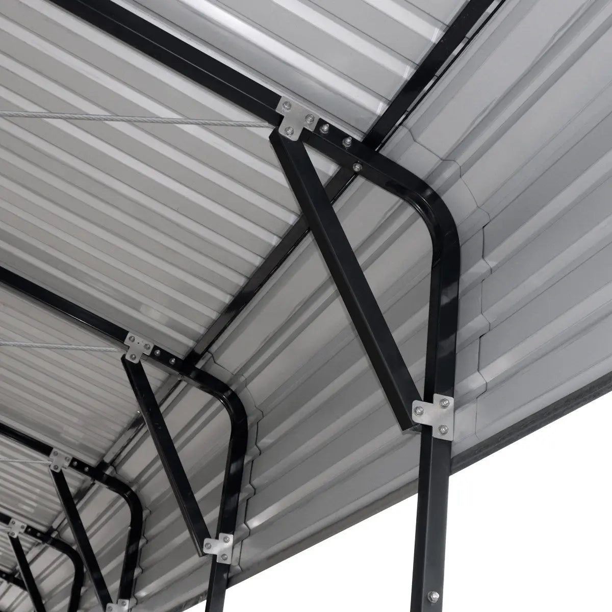 Metal Shed Carport 20x20ft, Vertical Roof, Galvanized