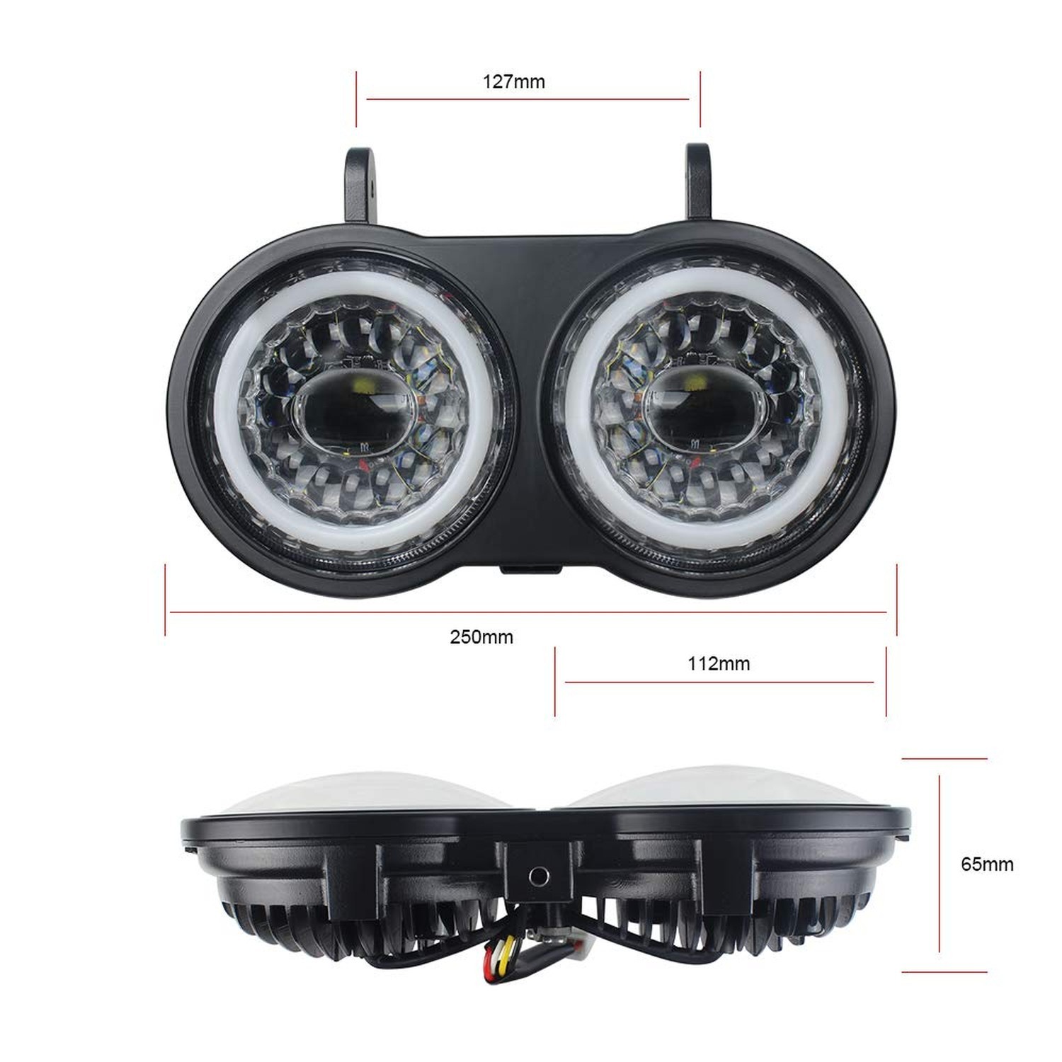 Buell XB Led Headlight Motorcycle Projector Dual Lights with Halo White DRL F…