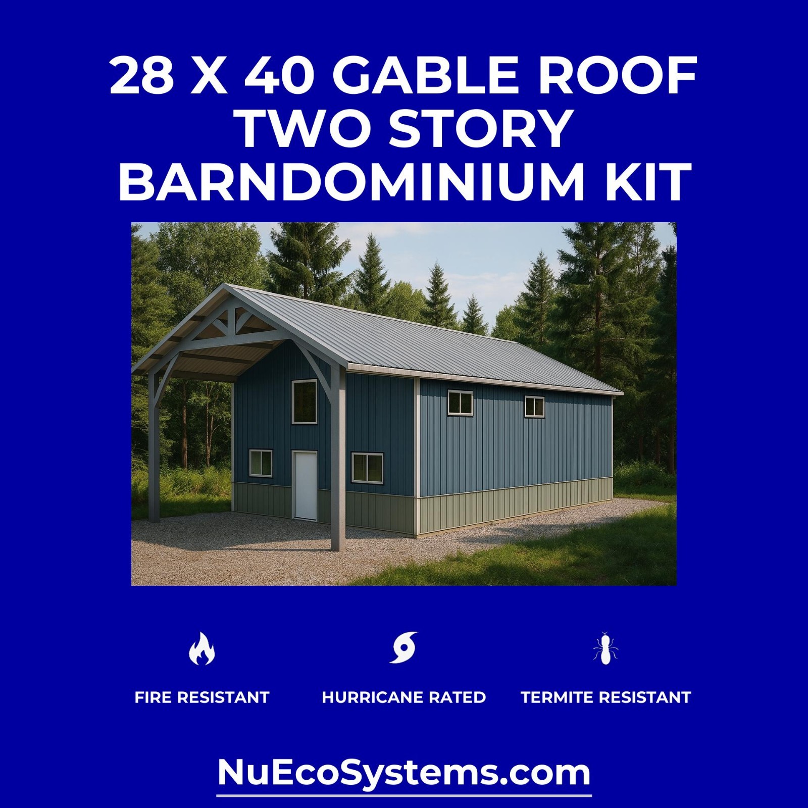 Lightweight Galvanized Steel Tall Barndominium with Loft and Double Leantos