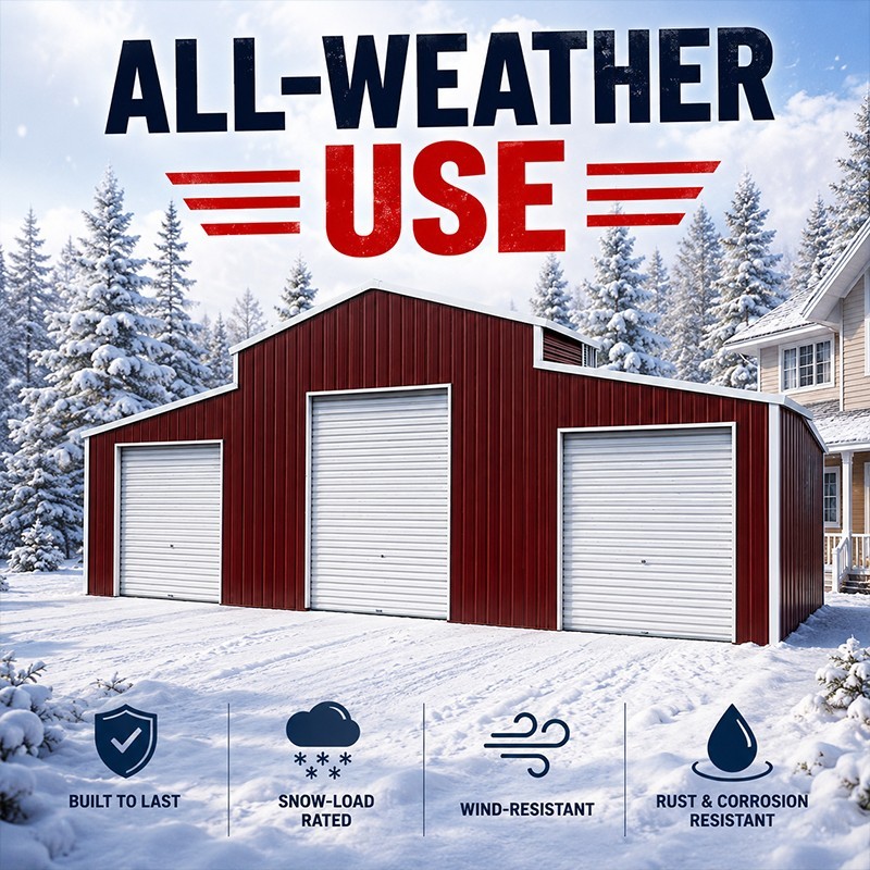 42x30x15′ Metal Car Garage Outdoor Storage Shed Galvanized Steel Barn USA Stock
