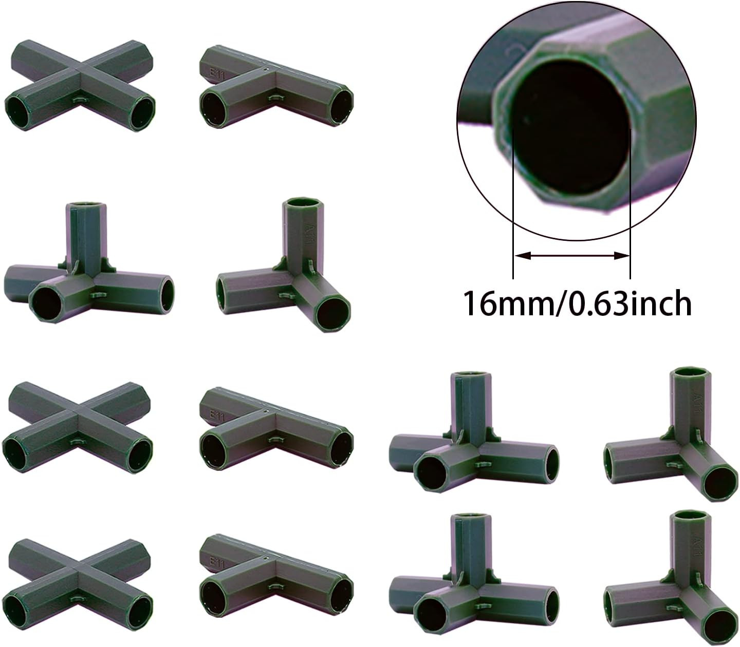 16PC Heavy Duty Greenhouse Frame Connectors for Grape Trellis & Gardening
