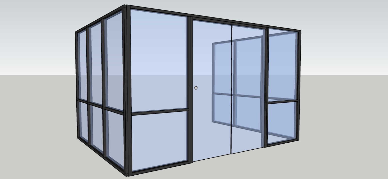 CGP Single-Slide Door System, Glass Aluminum 3-Wall 13’x10’x10’x8′, Black