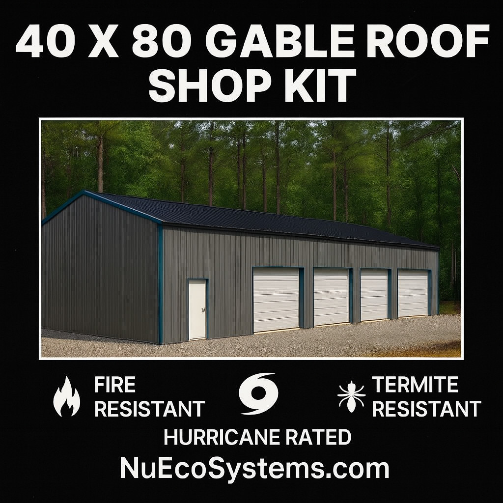Steel Framed 40 x 40 x 16 Shop Kit, Warehouse Kit ON SALE NOW !!!
