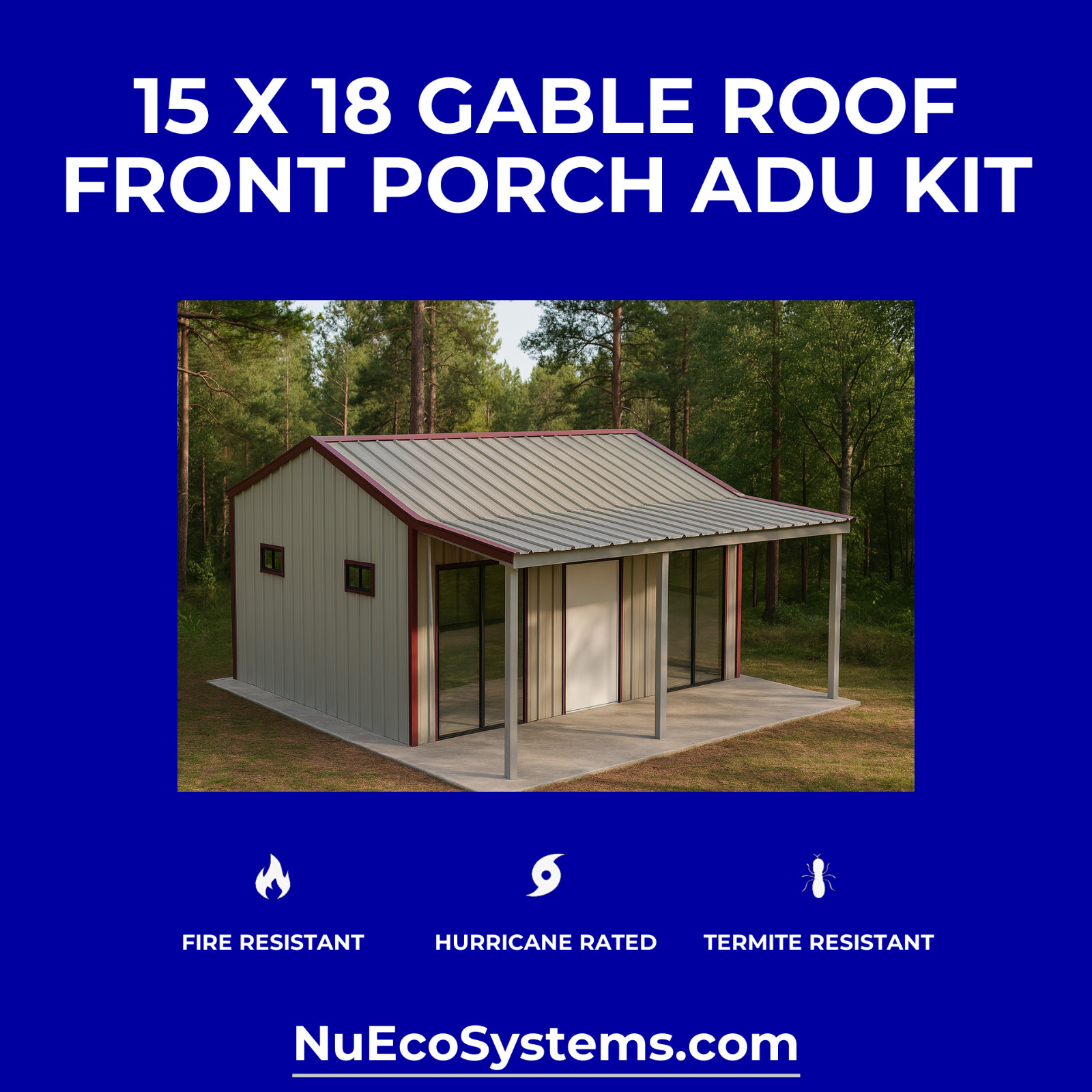 Galvanized Steel Backyard Office Granny Flat Tiny Home Kit Front Porch