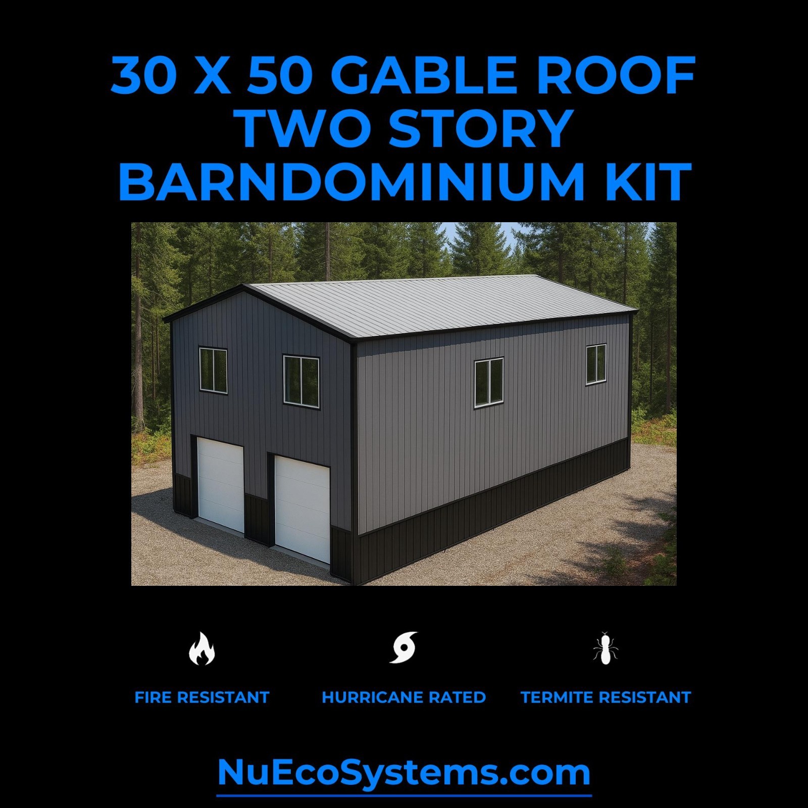 Easy and Affordable to Build 15 x 20 Gambrel Roof Cabin Kit, Made from Hurricane