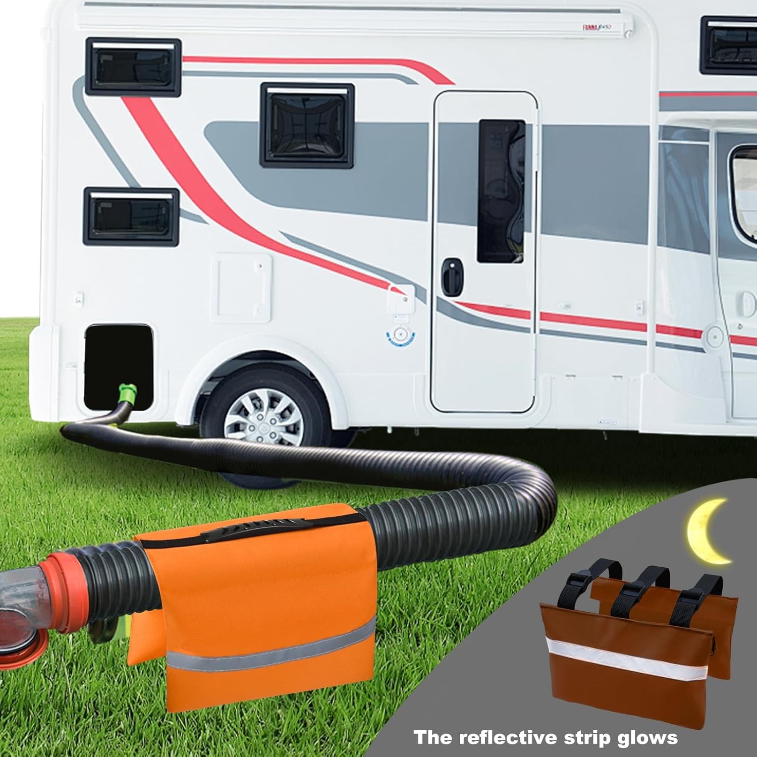 RV Sewer Weight Bag,RV Hose Fastening Device with Reflective orange 1pack