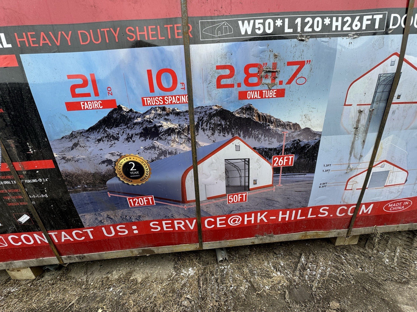 50x120x26 DUAL TRUSS *21oz PVC* Canvas Fabric Storage Building Shelter Barn Shop