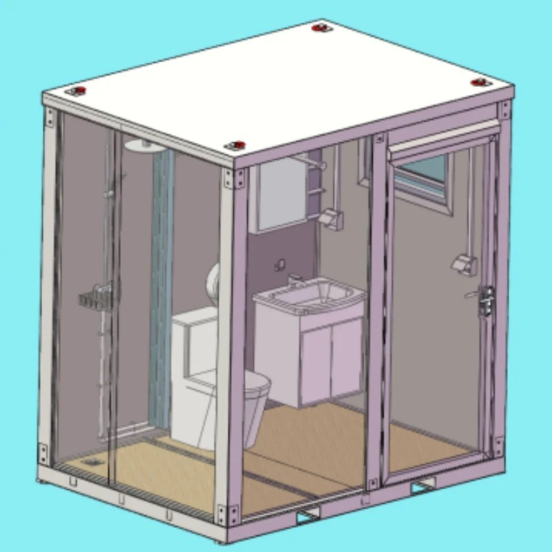 Chery Private Toilet Stalls w/ Shower Curtain Mobile Toilet Portable Restrooms