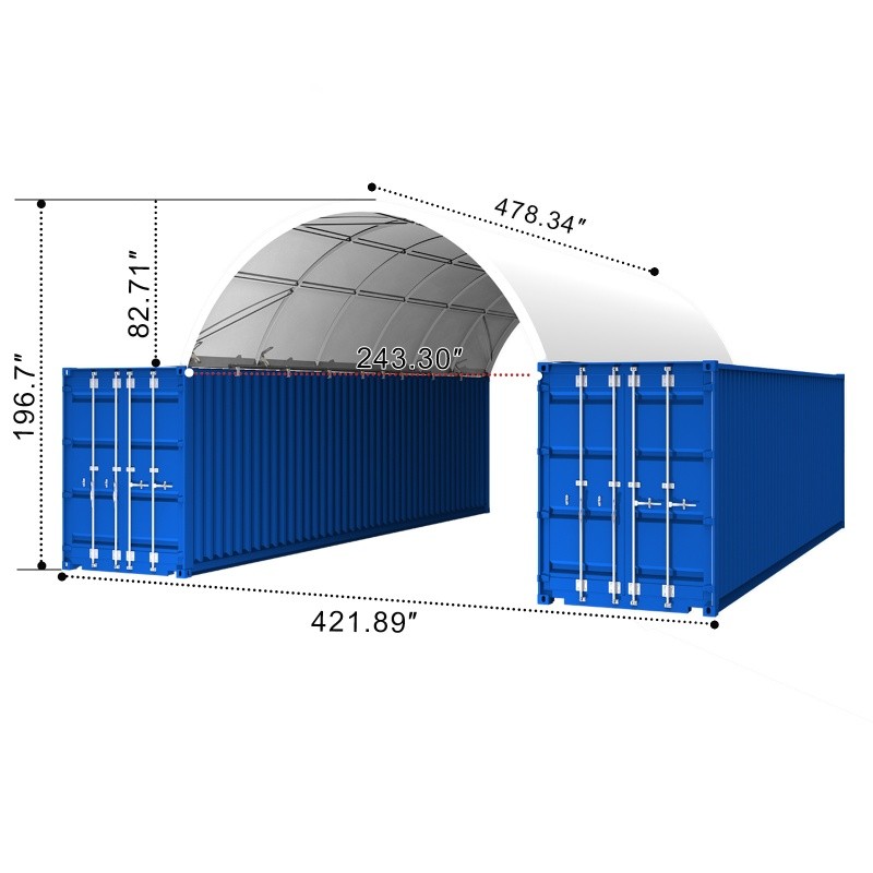 40x20x7FT Shipping Container Canopy w/Galvanized Steel Frame & PVC Fabric Cover