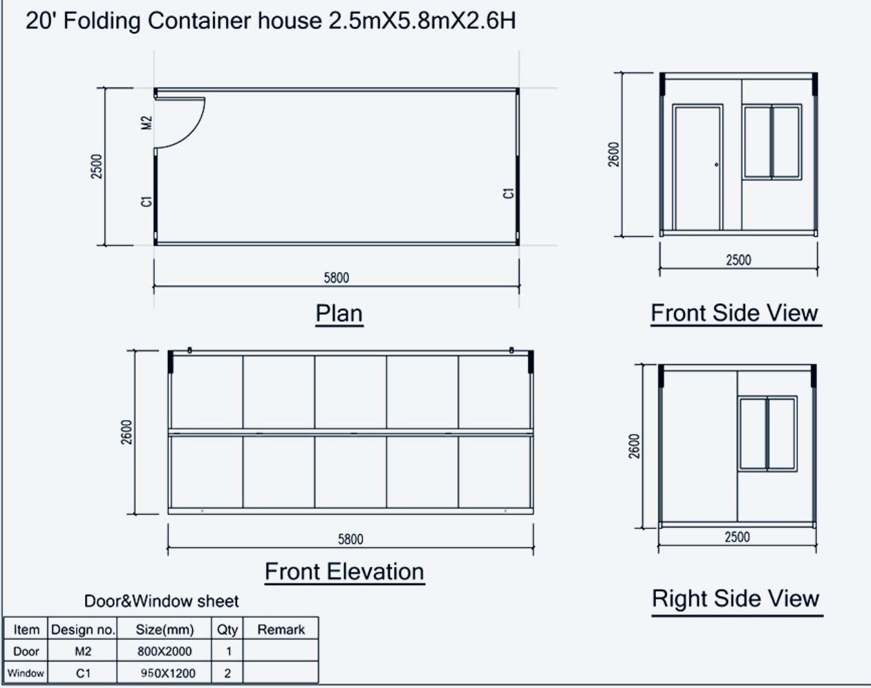 20FT Container House Pod, Custom Prefab Portable Outdoor Living Backyard Office